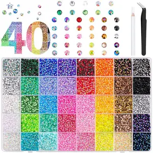 40 Color 40000Pcs Jelly Synthetic Rhinestones for Bedazzling, 3mm Multicolor Resin Flatback Synthetic Gems for Diamond Art, Bedazzler Kit for Crafting Book Shoes Nail Art