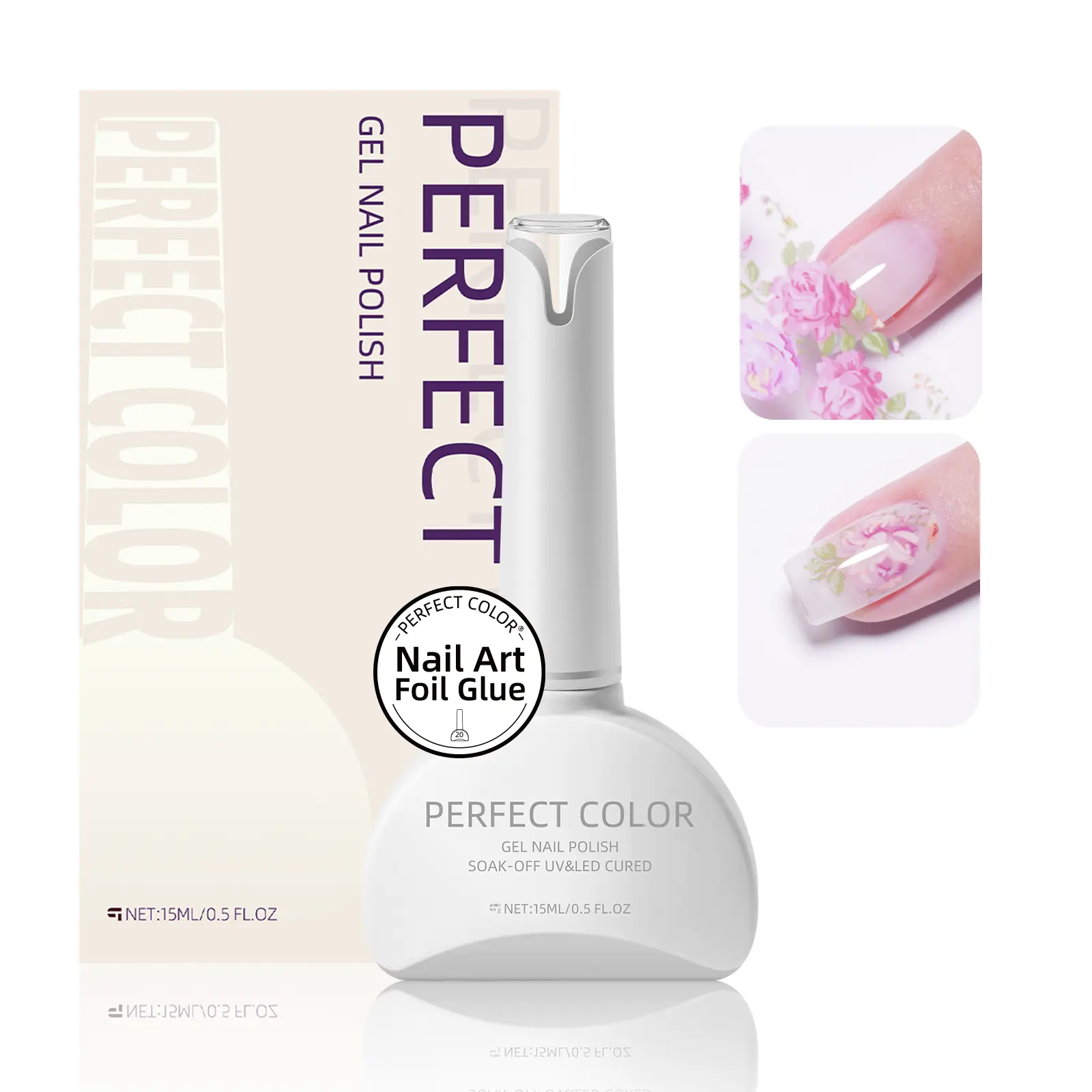 15ML Nail Foil Glue Gel, Strong Adhesion Long-Lasting Formula, Nail Foil Transfer Gel for Full-Coverage Nail Art Stickers, UV LED Cure for Salon & DIY Nails