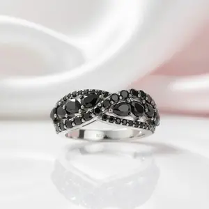 Infinity Pear-cut Black Spinel Ring
