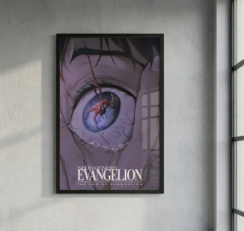 Premium Neon Genesis Evangelion Character Art Poster - High-Definition Eco-Friendly Print on Artistic Canvas, Aluminium Luxury Black Framed/Frameless - Cyberpunk Mecha Anime Above Bed Wall Decor, Minimalist Home Decor