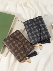 Women's Fashionable Geometric Pattern Long Wallet, Casual PU Leather Zipper Card Holder, Multi-card Slot Wallet for Outdoor, Travel and School