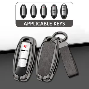 Zinc Alloy Leather Car Key Case Cover Shell Bag Fob, Compatible with Nissan Nismo, Qashqai, X-Trail, Juke, Kicks, Tiida, Pathfinder, Infiniti