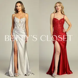 Claudia Beaded V-Neckline Evening Prom Gown