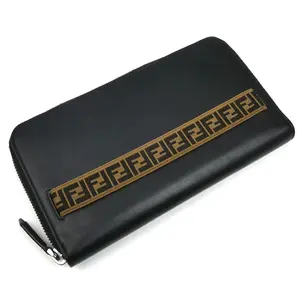 Pre-owned FENDI Calfskin Small Leather Goods FF Logo Long Wallet