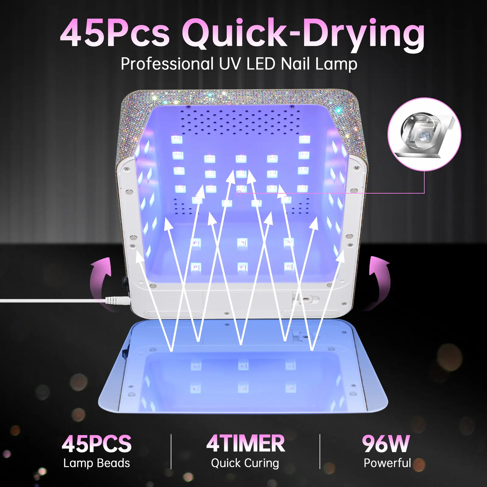 CHRISTINE SHELLY UV LED Nail Lamp Wireless 96W, Rechargeable Nail