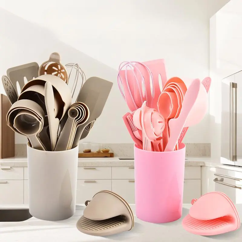 Silicone Kitchen Utensils Set, 21pcs/set Including Measuring Spoon, Measuring Cup, Egg Beater, Spatula, Anti-hot Tongs, Oil Brush, Kitchen Baking Utensils, Kitchen Gadgets