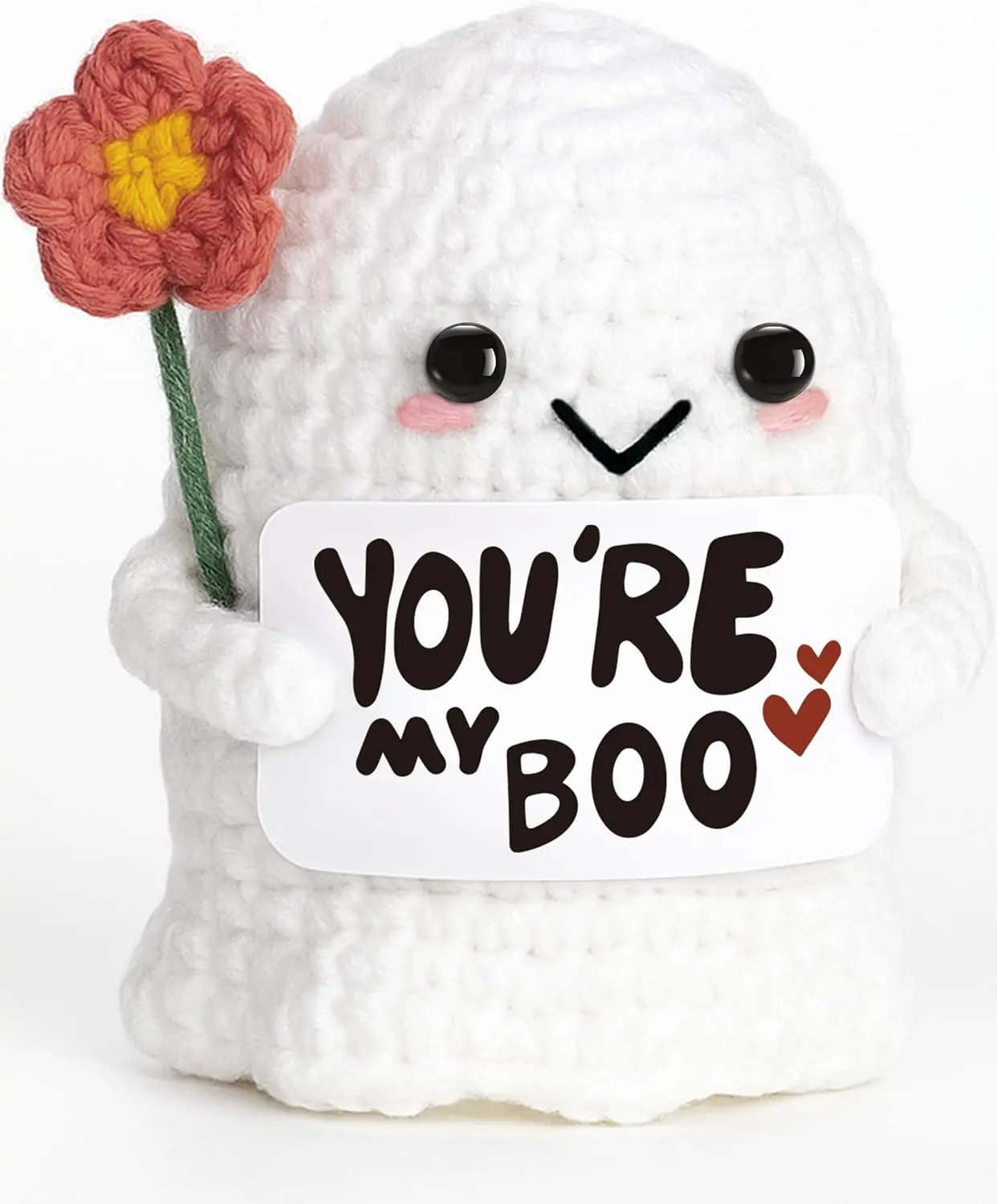 You're My Boo Crochet Ghost - Anniversary Love Birthday Gifts for Women Men Her Him Boyfriend Girlfriend, Fathers Day Card for Husband from Wife - Holiday Stuffers for Halloween Valentine Christmas
