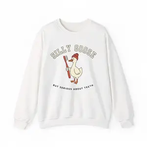 Dental Hygienist T-shirt and Sweatshirt - Silly Goose Funny Dentist Crewneck, Whimsical Retro Dental Office Gift
