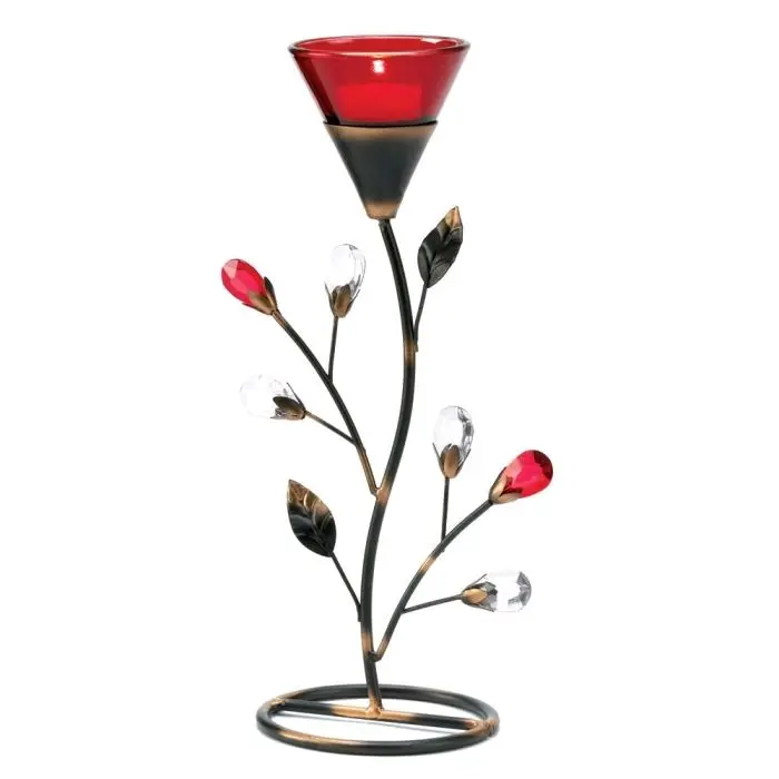 red crystal tea candel holders