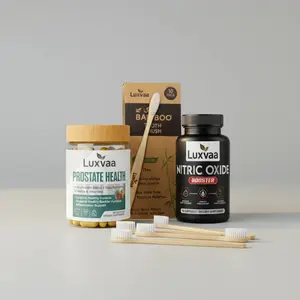 Luxvaa Men's Wellness Bundle - Nitric Oxide & Prostate Support - Bamboo Toothbrush Set - Non-GMO - Made in USA - Healthy Circulation & Stamina
