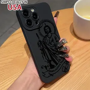 Saint Jesus Pattern Phone Case Compatible with iPhone 14 Pro 13 Mini 12 SE Series Anti-scratch Protective Cover Religious Phone Accessories