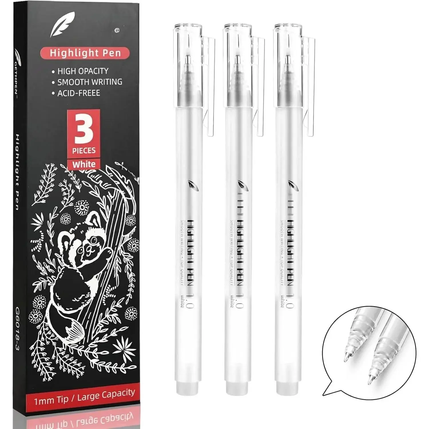 White Pens, 3Pack, White Gel Pens for Artists,1mm Extra Fine Point, White Gel Pen, White Ink Pen, White Pens for Black Paper, White Drawing Pens,White Pen for Artists Drawing