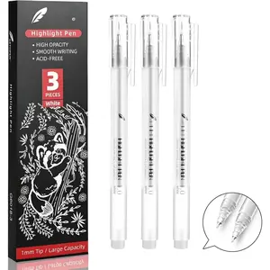 White Pens, 3Pack, White Gel Pens for Artists,1mm Extra Fine Point, White Gel Pen, White Ink Pen, White Pens for Black Paper, White Drawing Pens,White Pen for Artists Drawing