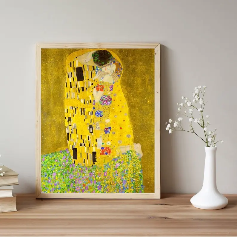 Kiss | Modern portrait painting |  in style | romantic love painting | Wall art Decor Room