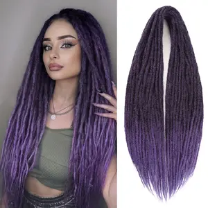 24 Inches Double Ended Dreadlock Extensions Straight Synthetic Dreadlock Extensions 10 Strands Fake Synthetic Dreads Extensions (24, T1B/Purple)