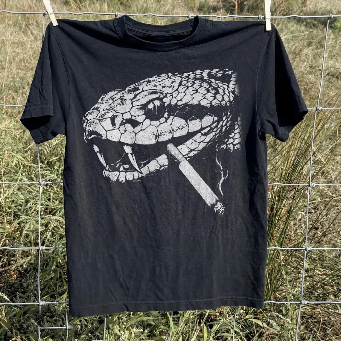 Snake Smoke Vintage 90s Shirt, Retro Funny Reptile T-Shirt, Gothic Nature Animal Tee