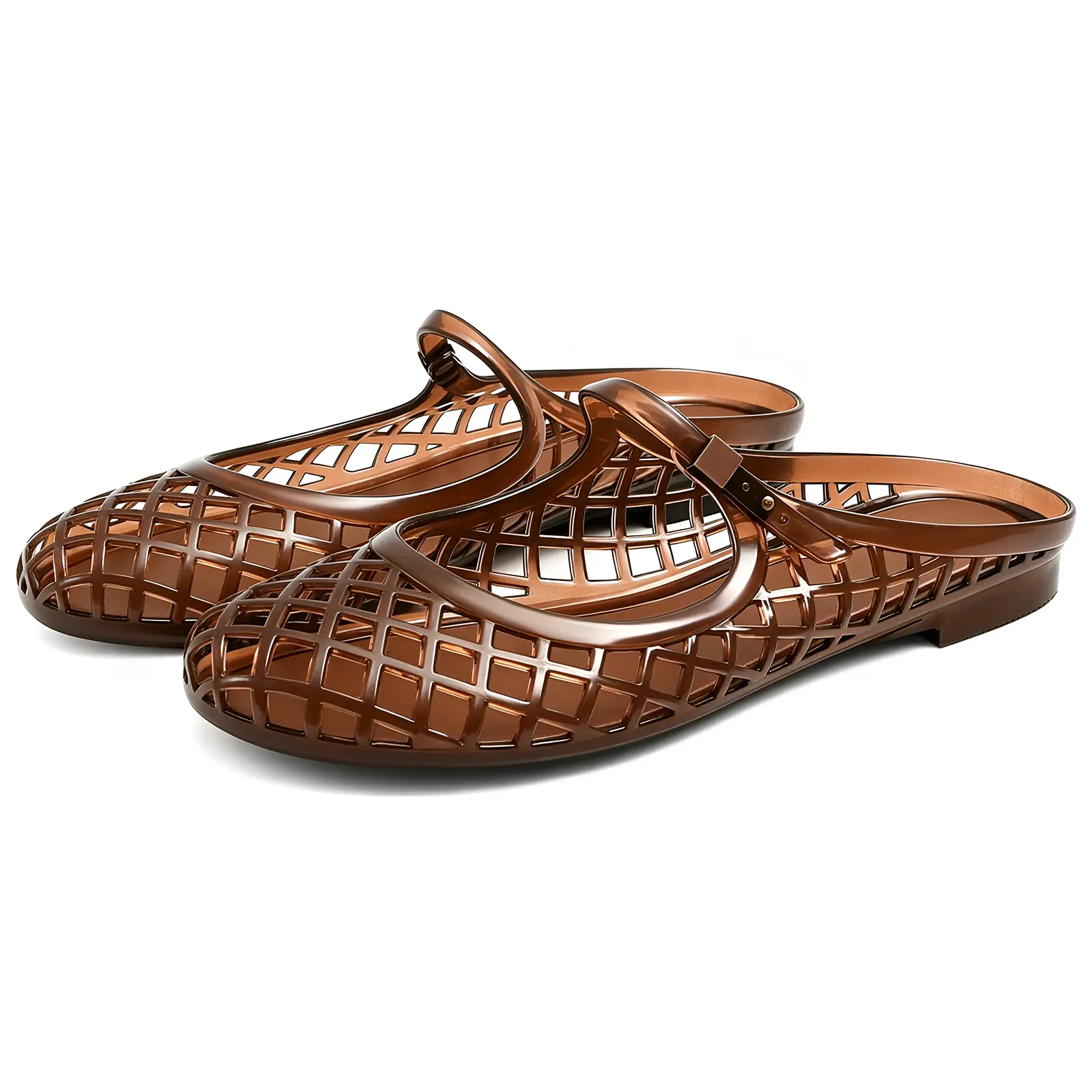 MUSSHOE Women’s Square Toe Mary Jane Jelly Flats - Water-Friendly, Lightweight, Easy-Clean Footwear for Beach, Poolside Vacations