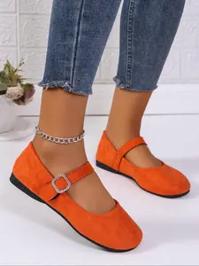 Women's Fashionable Rhinestone Decorated Geometric Design Velcro Ballet Flats, Casual Trendy Flat, Casual Comfortable Breathable Slip on Shoes for Daily Wear Commuter Shoes
