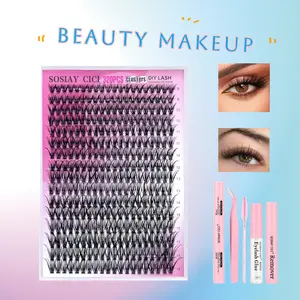 False Eyelash Extensions, 320 PCS Lash Cluster D Curl DIY Eyelash Extension Kit 9-16mm Mix 40D Individual Lashes with Lash Adhesive, Sealer & Remover Lash Applicator For longer eyelash styling, Easy Application & removal.