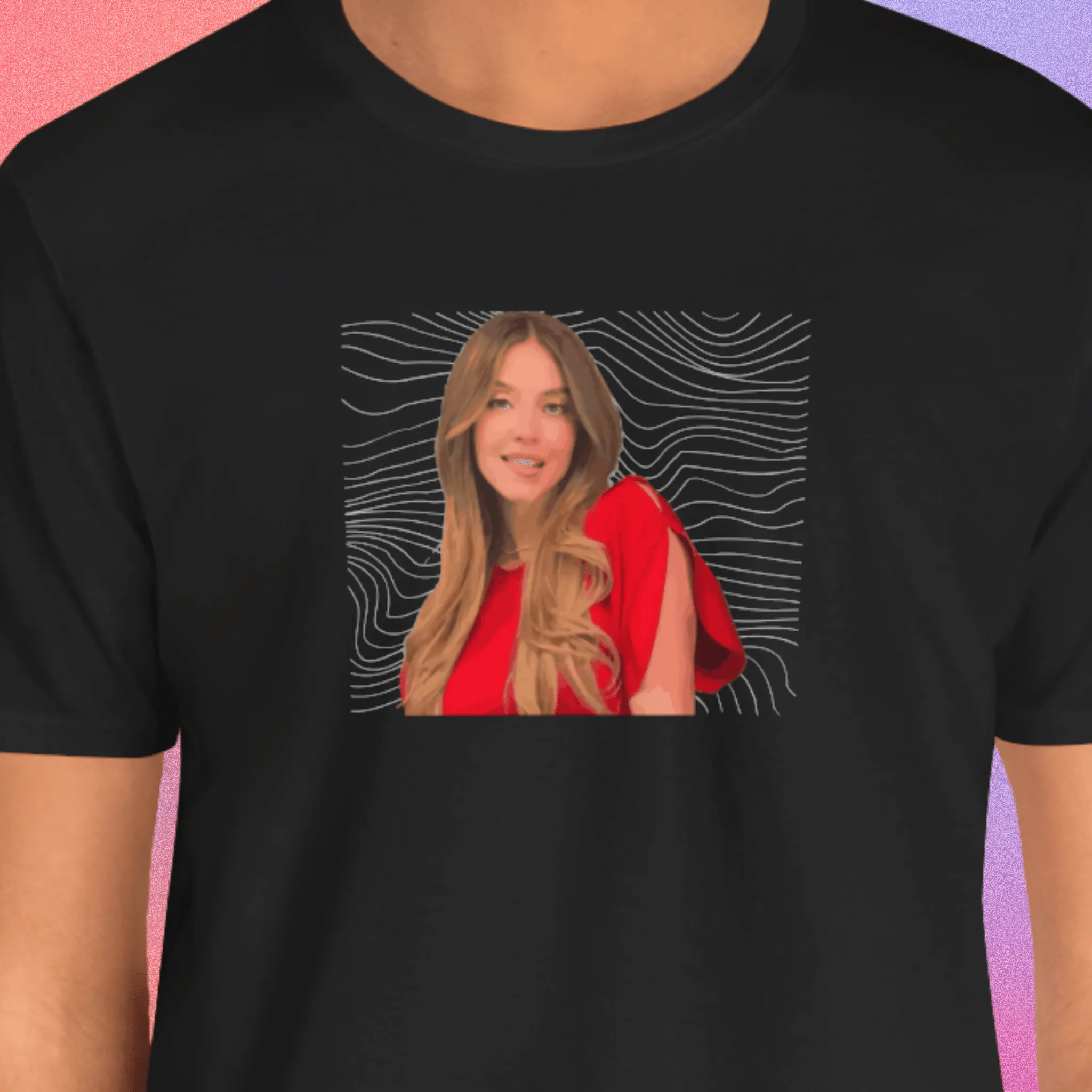Sydney Sweeney Trendy Photo T-Shirt - Lightweight Shortsleeve