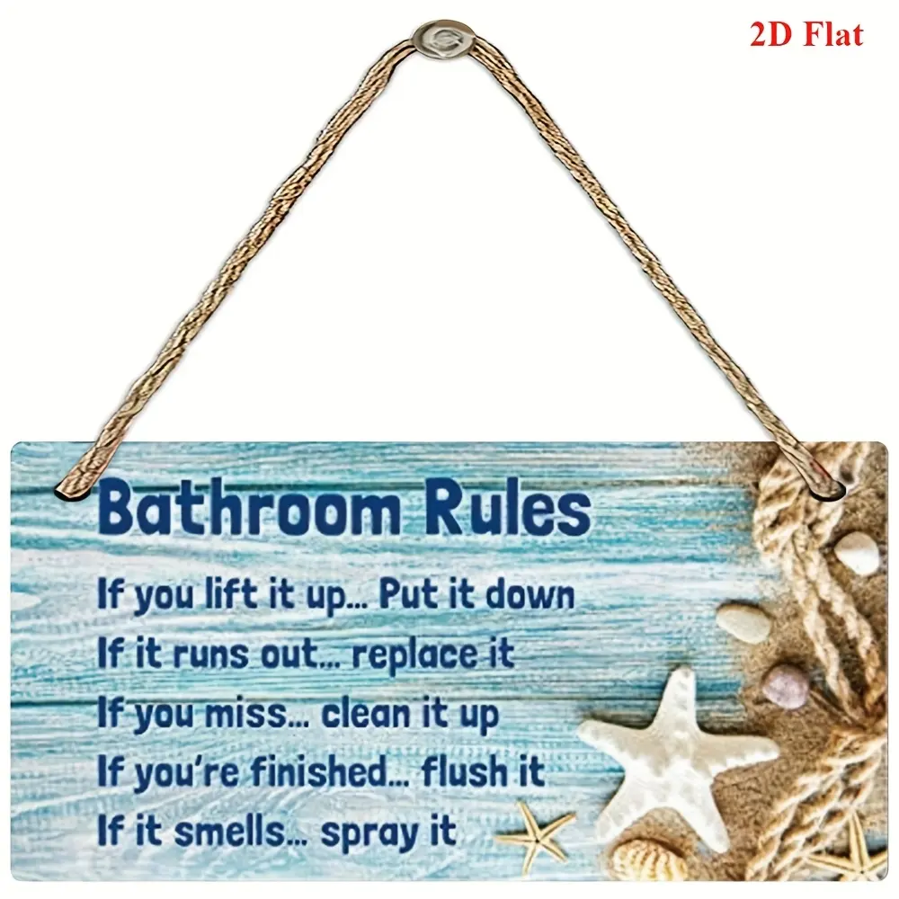 Chic Serene Shell Bathroom Decorations Set, Waterproof Beach-Themed Wall Signs & Accessories for Coastal Home Oasis, 2D Flat Home Decor Plaques