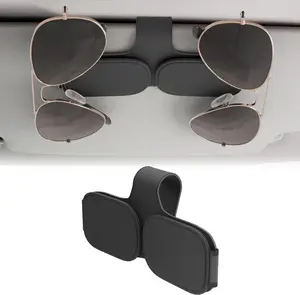 Sunglass Holder for , Sunglasses Holder Eyeglass Hanger Clip Double Clip  Leather for  Visor,  Sun Visor Ticket Card Clip