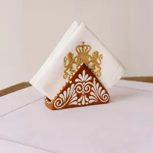 Talavera Terracotta Napkin Holder with White Floral Design – Rustic Mexican Pottery