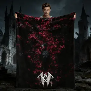 Sleep Token Pattern Flannel Blanket - Premium Flannel Material Print In USA Adult Air Conditioned Room Accessory for Bedroom Sofa Living Room Office Travel Camping Mother's Day Valentine's Day Birthday Christmas Gift