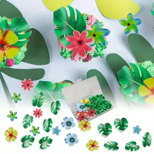 83 Pcs Edible Tropical Turtle Leaves Flower Cupcake Toppers Wafer Paper Palm Leaf Flower Cake Topper Edible Cake Decoration for Hawaii Aloha Jungle Summer Theme Wedding Birthday party  supplies,Automotive & Motorcycle