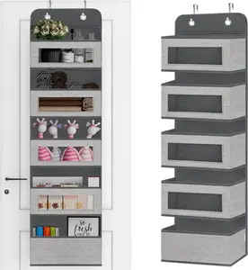 Over The Door Organizer with 5 Large Pockets,Wall Clear Windows and 2 Widened for Pantry,Nursery,Diapers,,,Closet,Dorm