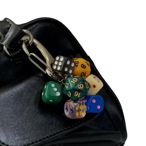 Vibrant Mixed Multi-Style Comics Dice Cluster Keychain, Cute Casual Everyday Bag Charm with D6-D20 Dice & Lobster Clasp for Backpacks, Handbags