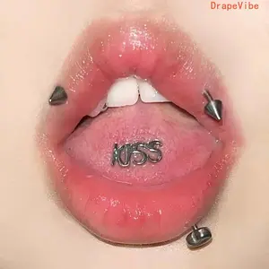 Letter Pattern Tongue Ring Personalized Niche Design Unisex Fashion Simple Accessory For Daily Wear And Casual Gifting