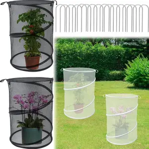 Upgraded Pop-Up Plant Cover, 20-Inch High X 13-Inch Deep Insect Barrier, Grid Plant Protection Net, Garden Mini Greenhouse Cage with Stakes, Weather Resistant Net