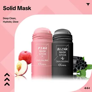 O'CHEAL Solid Black Bamboo Charcoal Cleansing Stick - Unisex Adult Vegan Clay Mask, Moisturizer, Hydrating, Brightening Mask, Deep Pore Cleanse, Skin Repair, All Skin Types, Free Samples