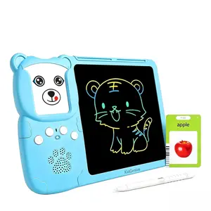 KIDGENIUS LCD Writing Tablet for Kids Ages 3-7, Educational Devices with 255 Flashcards (510 Words), Interactive Learning Pad with Sound, English-Spanish Vocabulary Cards, Animal Themes, Outdoor Fun, Ideal Back-to-School Gift