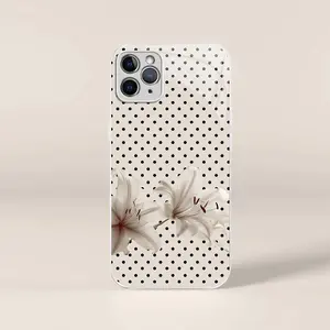 Soft girl aesthetic! Vintage polka dot lily case for iPhone 11 Pro, elegant floral and music note cover, viral phone accessory — 975