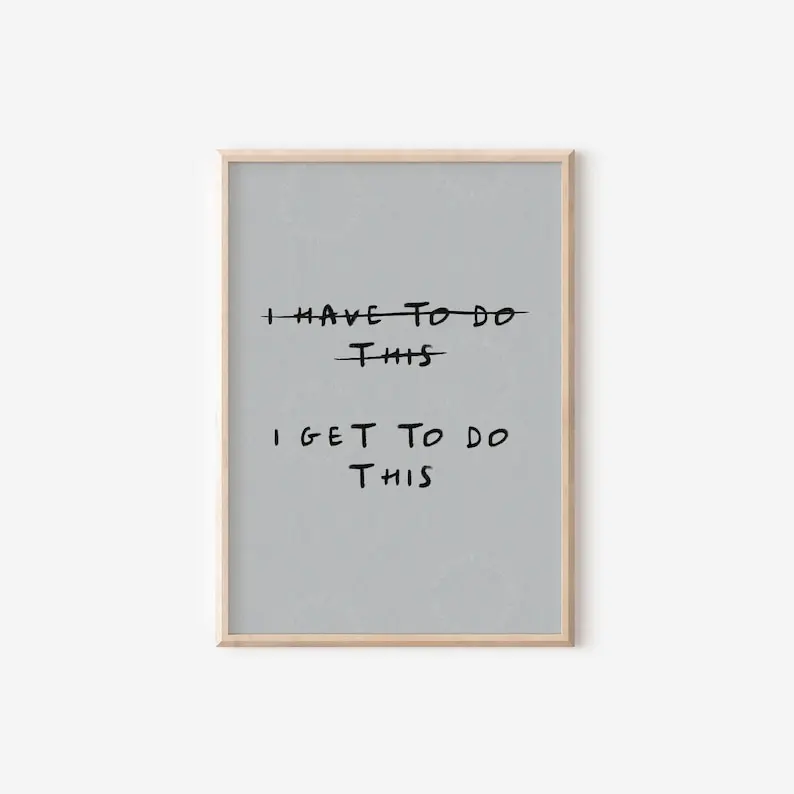 Unframed Borderless "I Get To Do This" Quotes Print, Grey-Black Typography Motivational Gym Wall Art, Home Decor Decoration Items