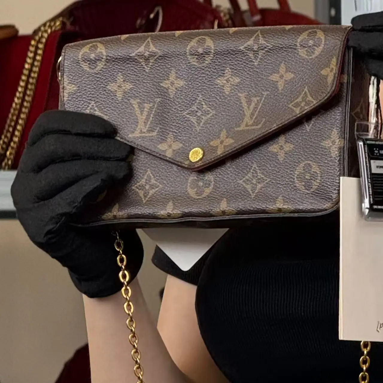 Pre-owned Louis Vuitton pvc Crossbody Bags Pre‑owned Felicie Pochette Monogram Canvas Chain Crossbody Bag #1470042725519437