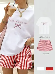 Women's Casual Short Sleeve T-Shirt and Shorts Set, Two-Piece Spring Summer, Comfortable Breathable Fabric, Perfect for Daily Wear