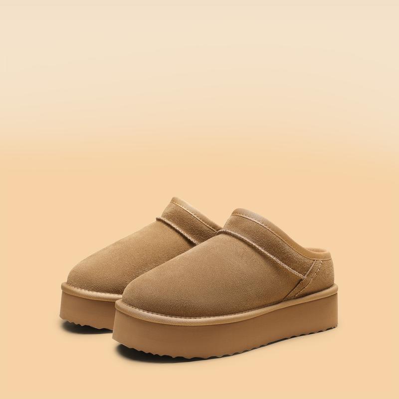 Dream Pairs FuzzyEasy Slip-On Suede Ankle Bootie-Slippers – Faux-Fur Lining, Indoor/Outdoor Memory-Foam Cushion