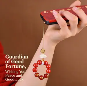 White Lotus Flower Agate “Three Harmony” & “Six Harmony” Phone Charm | 2026 Year of the Horse Zodiac Birth Year Good Luck Pendant for Phones, Bags, and Keychains | Blessings & Protection · Pureness & Safeguarding · Unisex | Perfect Family Gift