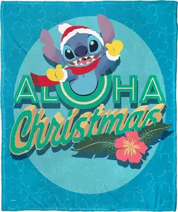 DISNEY CLASSIC Stitch Throw Blanket, Soft Cozy All-Season Camping & Travel Blanket with Vibrant Floral Print, Durable Lightweight for Outdoor Adventures, Festive Aloha