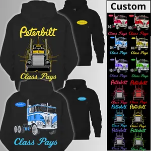 Peterbilt Class Pays Peterbilt Cabover COE Conventional Hoodie, Custom Semi Truck Hoodie for Men, Trucker Gift Sweatshirt, Peterbilt 379 389 Rig Apparel for Drivers, Gift For Him