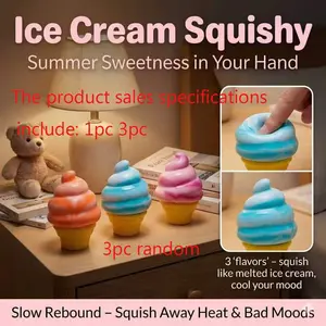 Creative Squeeze Ice Cream Soft Toy Set, Summer Stress Relief Toy, Cute Slow Rise Cone, Suitable for Kids and Adults