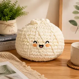Cute Bun Handmade Crochet Hacky Sack, Kawaii Dim Sum Food Footbag For Kids Adults, Soft Cotton Knitted Juggling Ball For Outdoor Play Stress Relief, Aesthetic Desk Pet Plush Toy, Trendy Birthday Gift For Teens Girls Boys Foodies