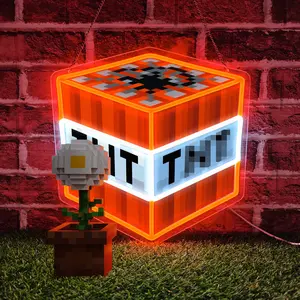 TNT Neon Light,Game Neon ,USB powered, dimmable，Suitable for children who love games, suitable for home decoration, suitable for game rooms, kindergartens, holiday decorations, game props collection