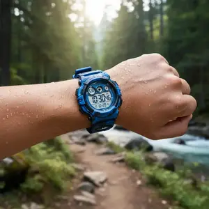 Men's Digital Watch with Camo Pattern - Date Week Display LED Luminous Dial Alarm Function Waterproof Sport Watch for Casual Outdoor Activities Military Style Timepiece with Gift Box