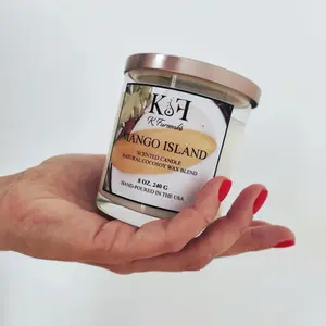 K&F 8oz and 11 oz Luxury Candle - Limited Stock -Mango Island - Scented Candle