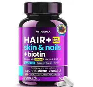 Biotin | Collagen | Keratin Booster with Hyaluronic Acid - Thicker Hair Growth, Healthy Skin & Stronger Nails Supplement – Extra Strength - Multi Vitamin B Complex - Women & Men - Made in USA - 60ct