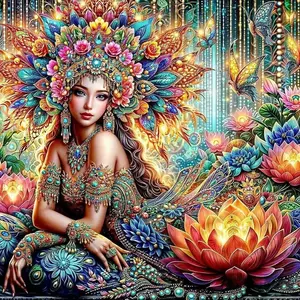Diamond Mosaic Woman Rhinestones Pictures Girl Painting Portrait Flower Lotus New Arrivals Handmade Hobby